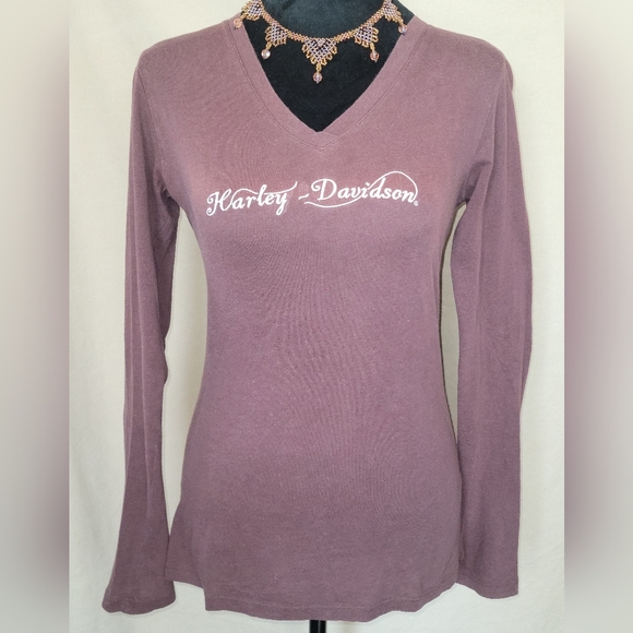 Harley-Davidson Pink Fitted Long Sleeve T-Shirt - Picture 2 of 5